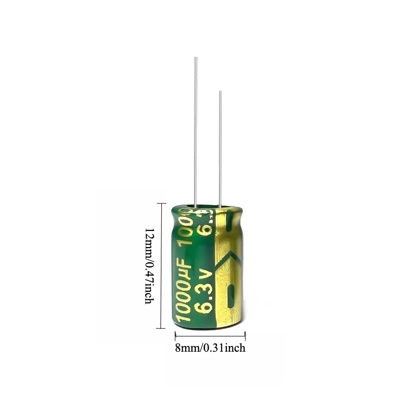 

170pcs 6.3V 1000uF Electrolytic Capacitor High Frequency Low ESR Long Life Green Gold 8x12mm for Power Supply