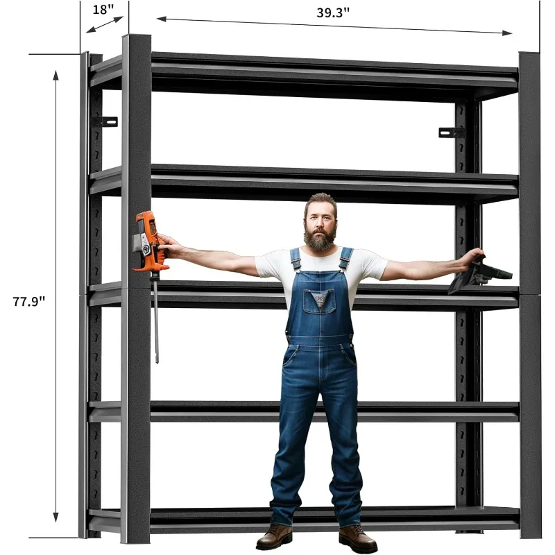 Garage Shelving Unit,3 Pieces78 HThickened Metal Shelving Units for Garage Storage Shelves Adjustable Shelves,5 Tier Industrial