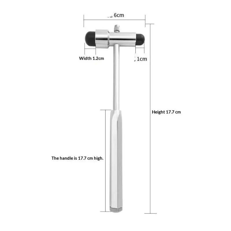 Medical Reflex Hammer Stainless Steel Accurate Soft Non-Slip Rubber Head Portable for Home Health Care Clinic Neurological Exam