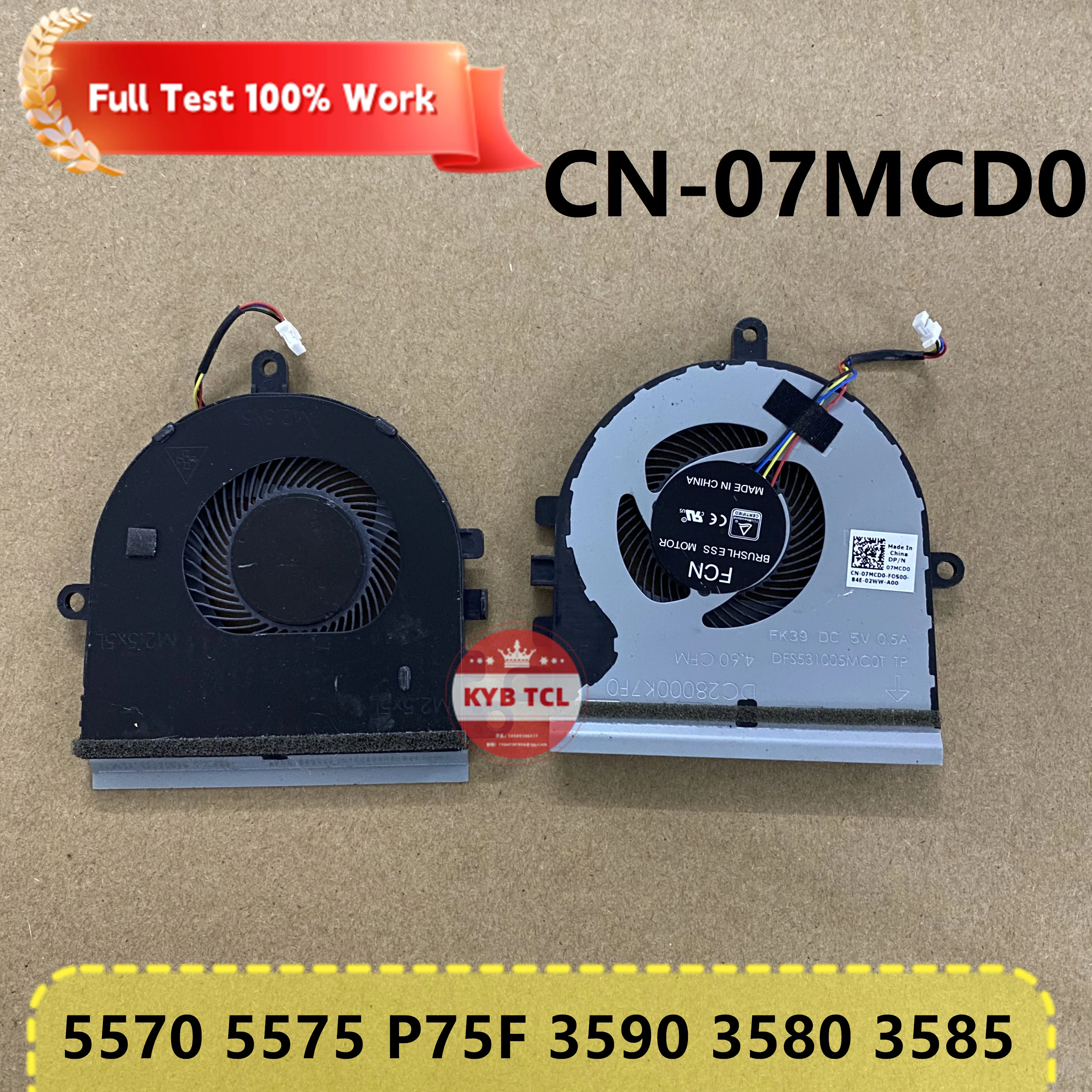 CN-07MCD0 For Dell Inspiron 15 5570 5575 P75F Vostro 15 3583 3584 3590 3580 3585 Laptop CPU Cooling Fan Notebook 07MCD0 7MCD0