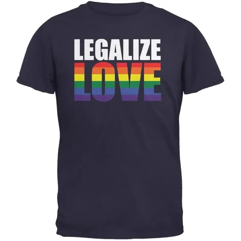 LGBT Legalize Love Rainbow Navy Adult T Shirt