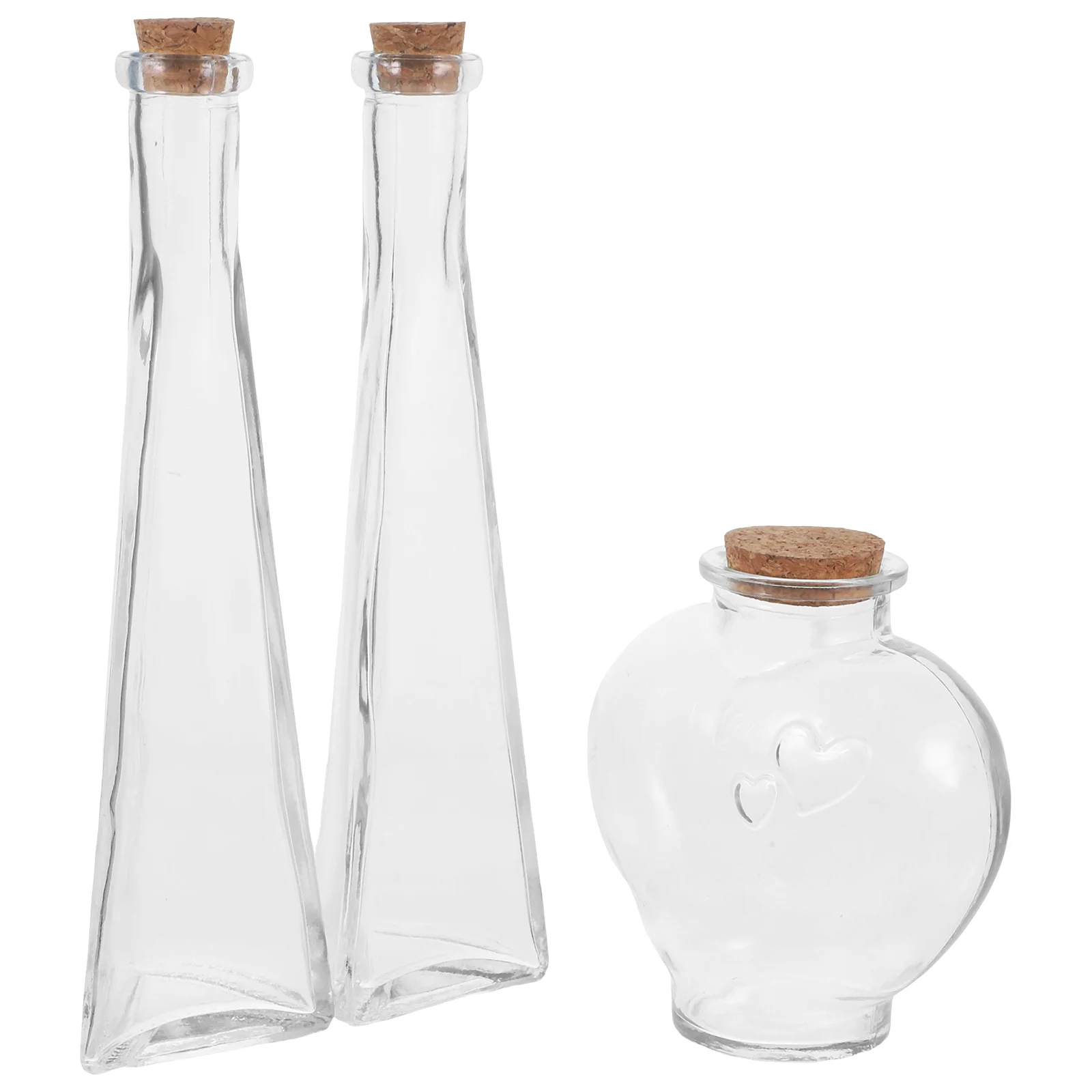 

3 Pcs Small Bottles Decorative Glass Wishing Containers Transparent Drift Jar Origami Craft