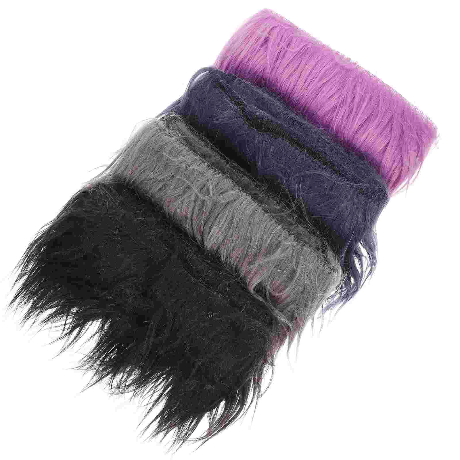 

4 Pcs Artificial Fur Fabric Santa Claus Costume Shaggy Clothing Sewing Accessories 80% DIY Faux Fuzzy Accessory Hats