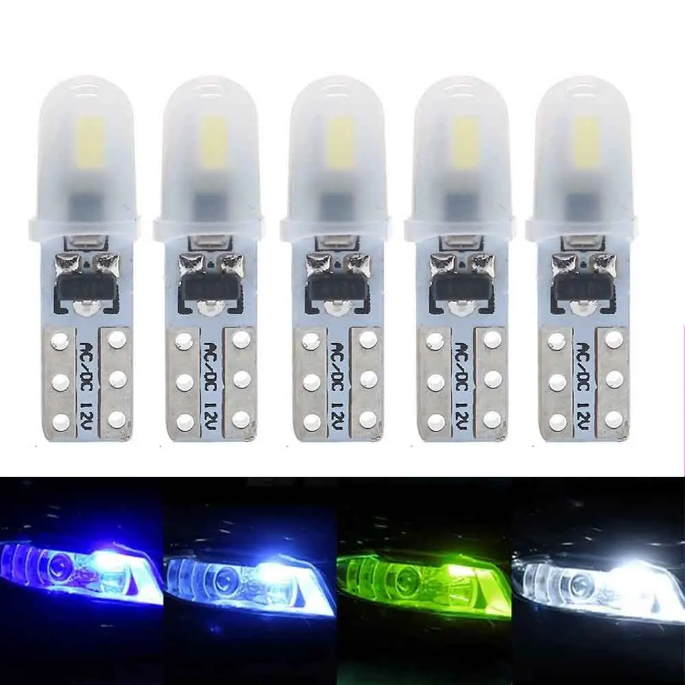 

5/10pcs T5 Car Dashboard Lights 2 3014 SMD Reading Dashboard Lights Non-polar LED Bulb White 12V DC