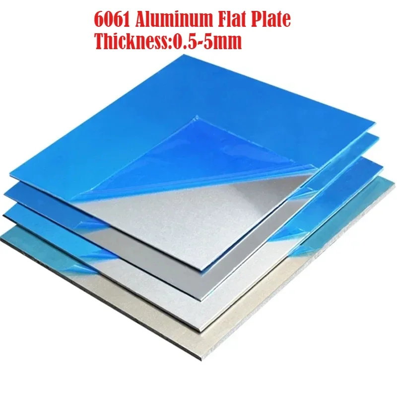 Thick 0.5-5mm 6061 Aluminum Square Flat Plate Aluminum Sheet DIY Material Model Parts Car Frame Metal for Vehicles Boat Industry