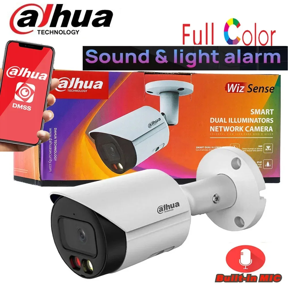 Original mutil language US Dahua IPC-HFW2849S-S-IL 8MP 4K Smart Dual Light Bullet WizSense IP Camera MICphone sound alarm