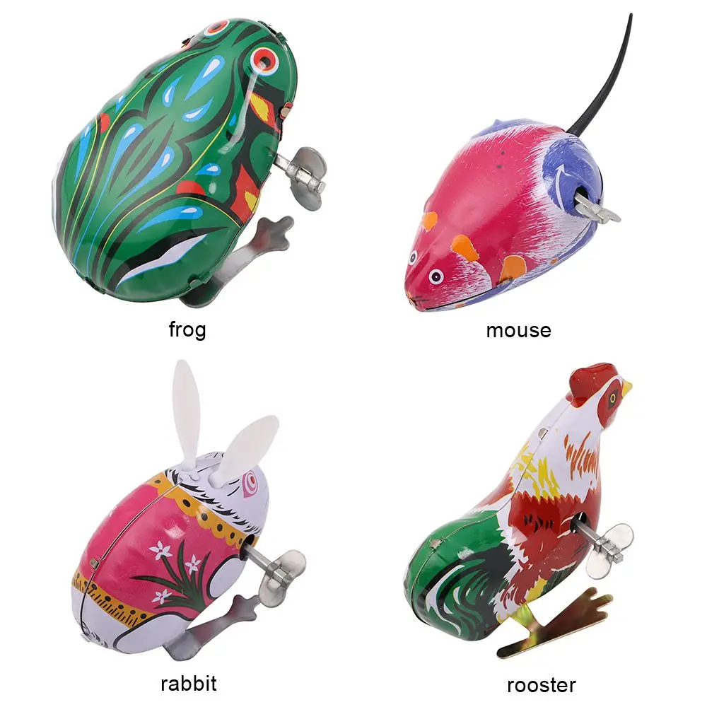 Cadeau drôle pour enfant, grenouille sautante, jouets nostalgiques, figurines d'action, lapin en fer sautant, jouets à remonter