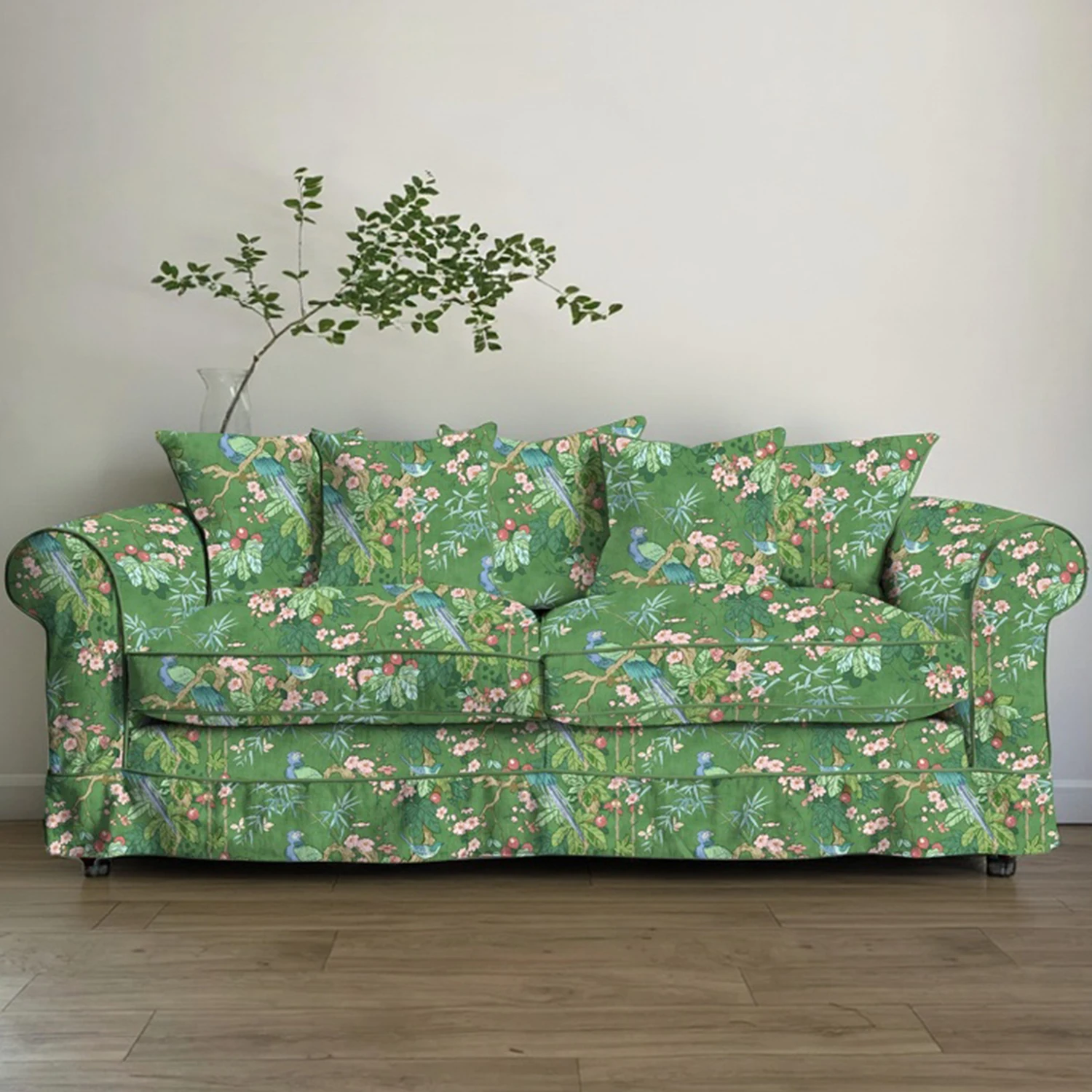American country solid wood sofa household living room sofa French fabric sofa  home