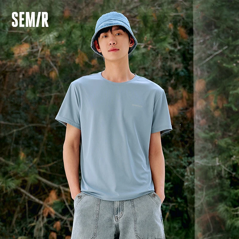 Semir Men Tshirt Moisture Wicking Sport Letter Print Crew Neck Antibacterial Knit 2026 Summer Soft Comfy Sport Top