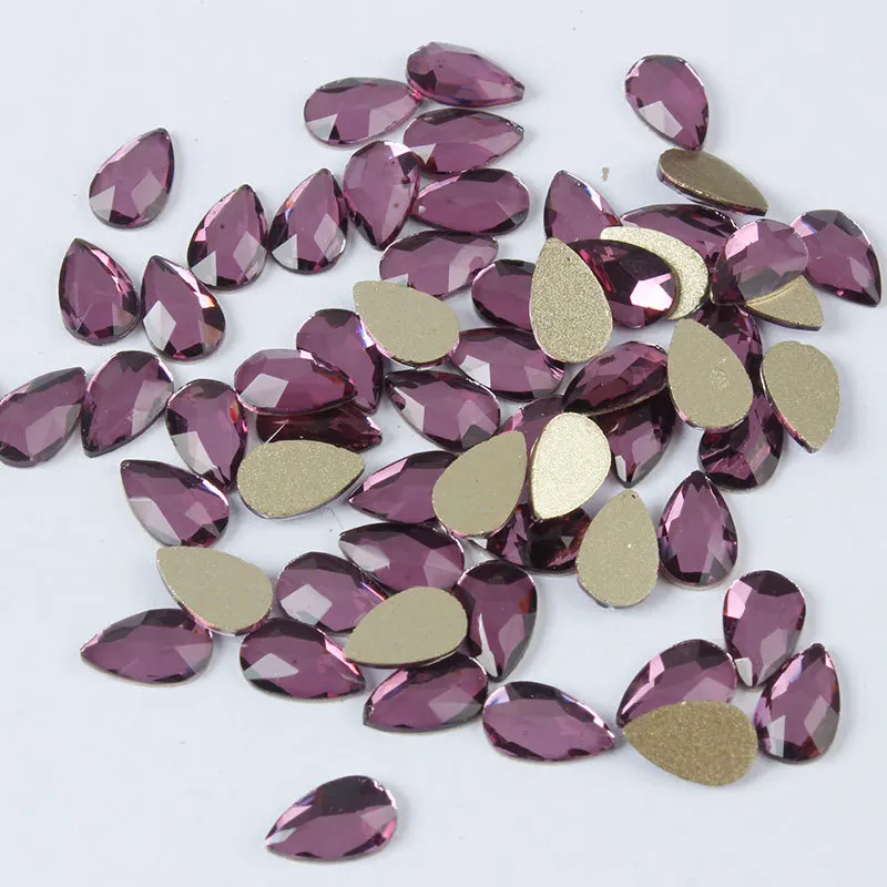 100/500pcs Boutique Grape Purple Flat bottom nail art rhinestones Glass crystal 3D nail decoration Multiple shapes wholesale