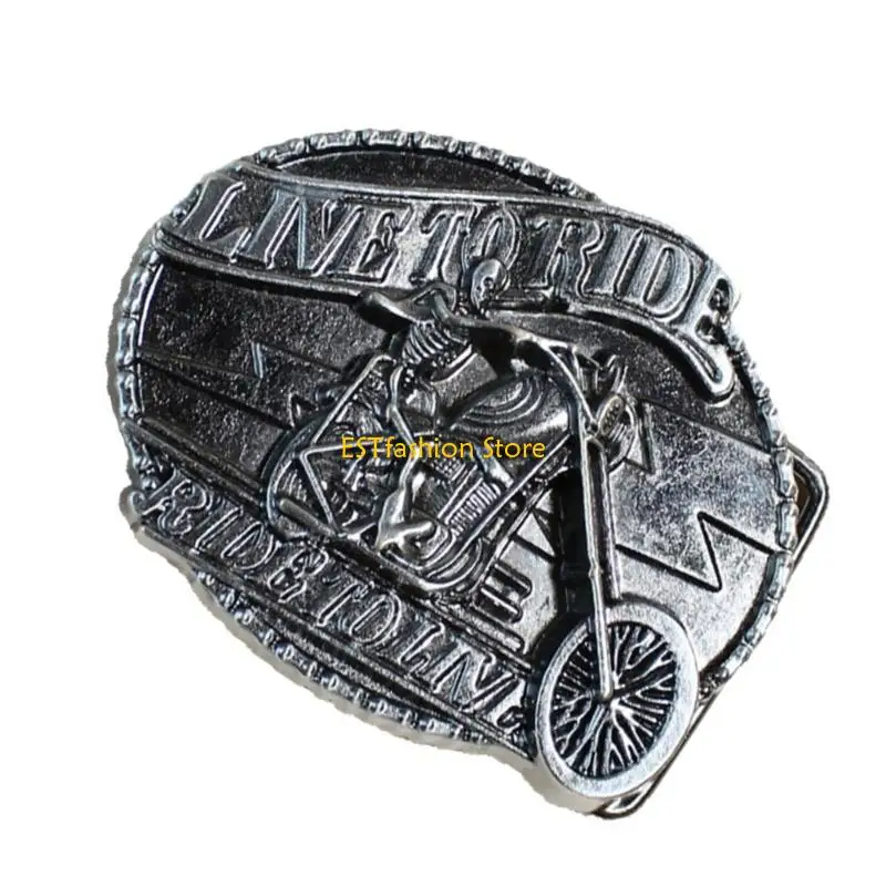 Y5GC مشبك حزام الخصر نمط هيكل عظمي لراكبي الدراجات النارية وإبزيم حزام منقوش للرجال #2