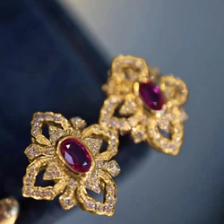 Huitan Aesthetic Hollow Out Style Stud Earrings Female Graceful Temperament Accessories for Wedding Ceremony Bright CZ Jewelry