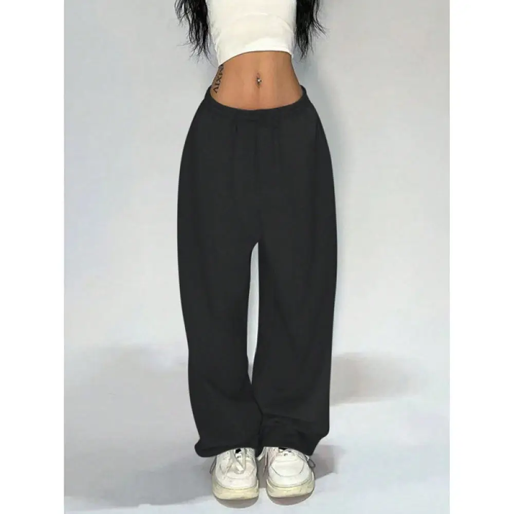 Womens Straight Leg Pants Summer Loose Wide Fit Trousers Casual Streetwear Fashion Comfortable Solid Color Trendy Apparel