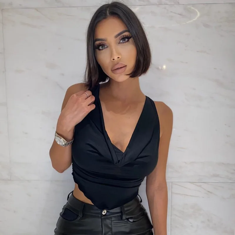 Women's Clothing, Solid Color, Versatile Temperament, Sleeveless Pleated Fungus Edge Sexy Top, New Product Launch In Spring 2026