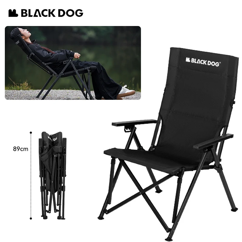 Naturehike BLACKDOG Outdoor Recliner Folding High Backrest Lounge Chair 600D Oxford Carbon Steel Camping Portable Beach Chair