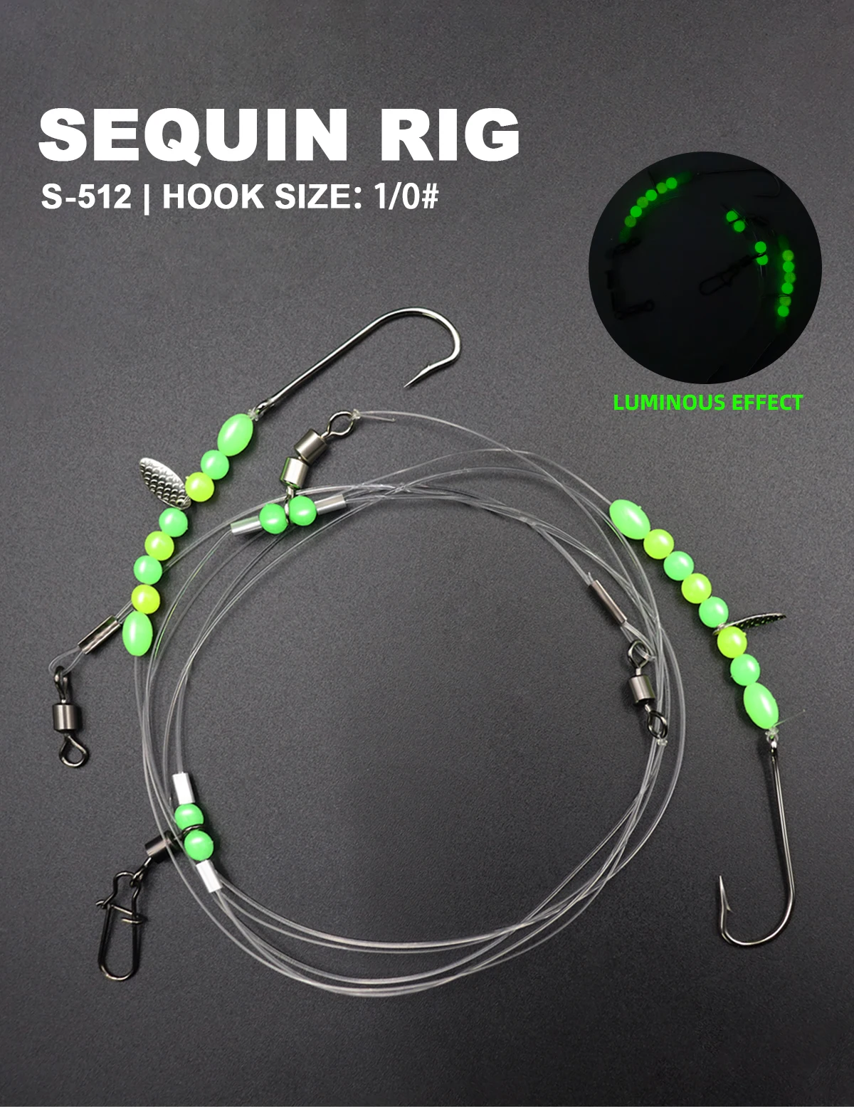 ZYZHE 1 Stück Meeresfischerei-Flapper-Rig mit 2 Haken, vorgebundene Flachfisch-Rigs für Strand- und Uferfischerei auf Seelachs, Sole, Whiting – Detail 1