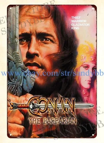 Póster de la película Decor 1982, Conan el Bárbaro, Arnold Schwarzenegger, cartel de metal