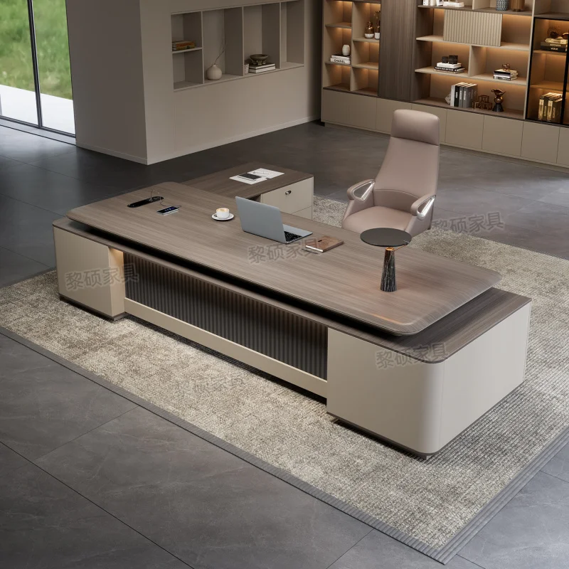 Luxury In Black With A High-End Feel, Simple Modern Office And Chair Set, CEO Desk, Leader Manager Executive