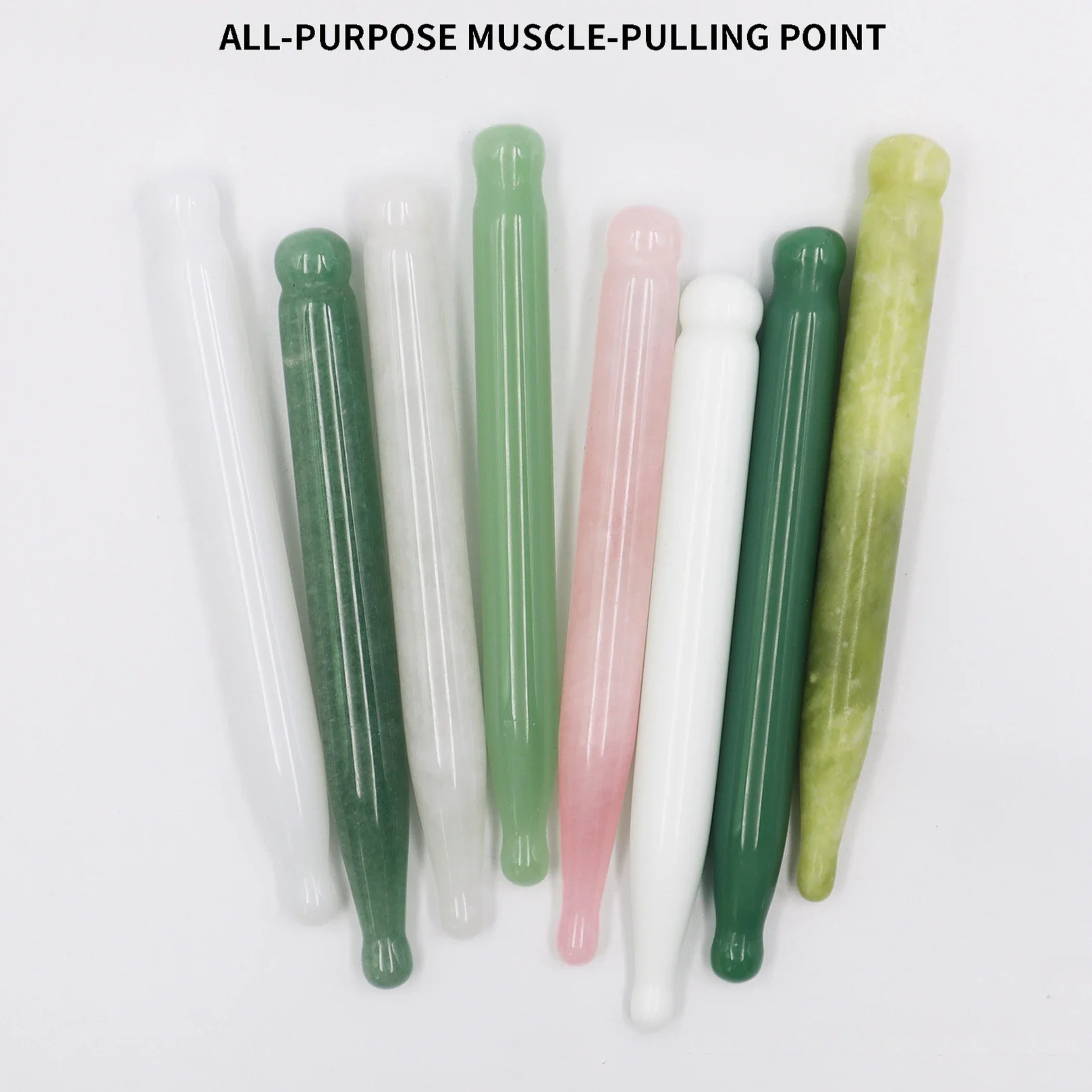 

Handmade Natural Jade Face Acupuncture Point Guasha Massage Stick SPA Therapy Rose Quartz Jade Stone Gua Sha Scraping Massager