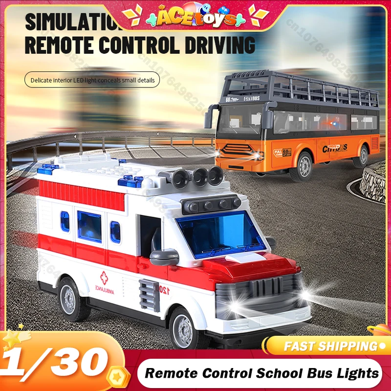 

1/30 Remote Control School Bus RC Car Model Double-Decker Bus Tourist Sightseeing Bus City Express Amulance Electric Kids Gifts