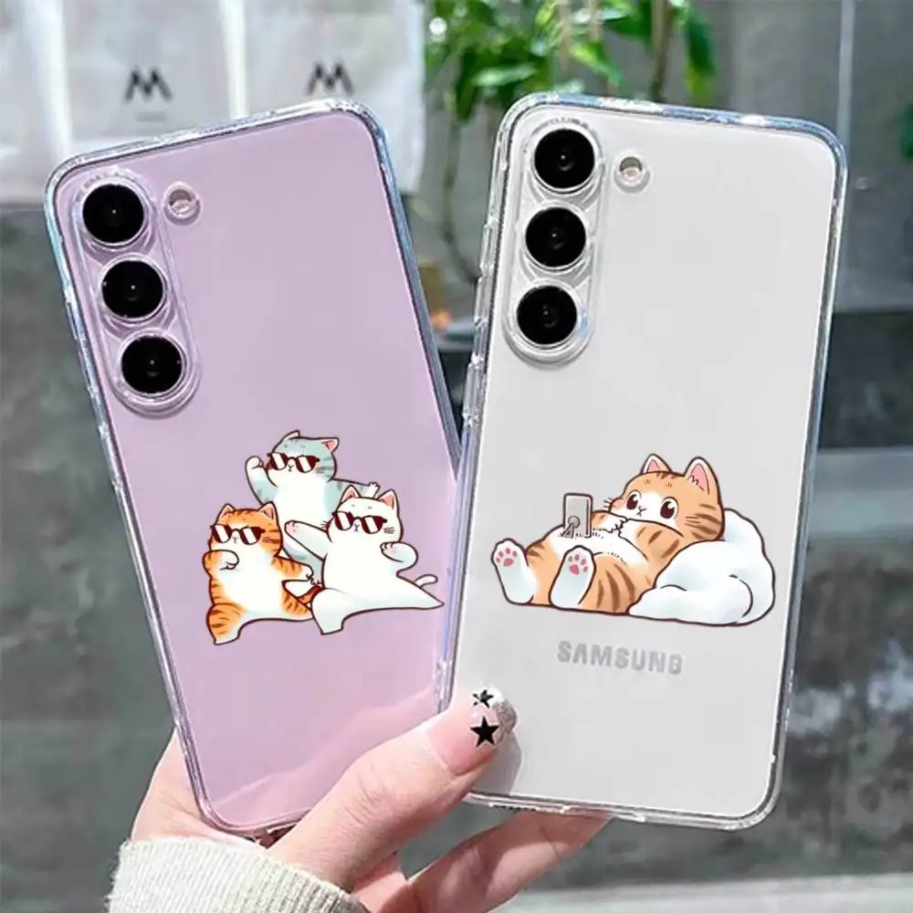 

Cartoon Cat Meow Phone Case Transparent Silicone Soft For Samsung GalaxyA10,12,13,20,21s,22,31,32,52,71,72,73