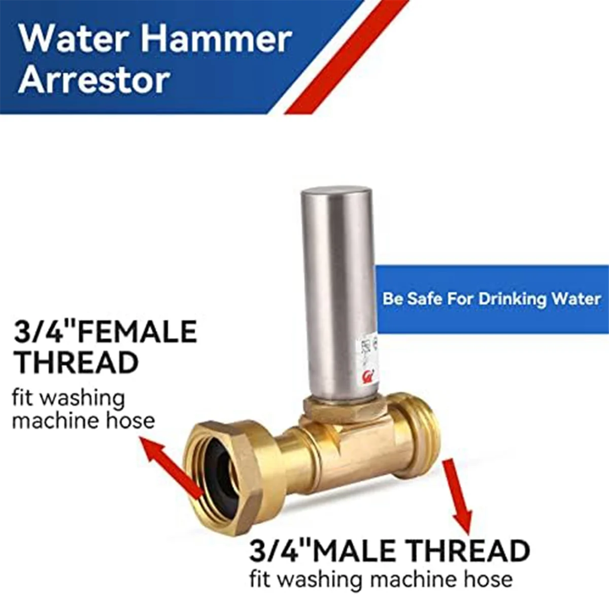 N95RS-241 Stainless Steel Water Hammer Eliminator for Washing Machines, 3/4 Inch Rotary Joint, 2PCS