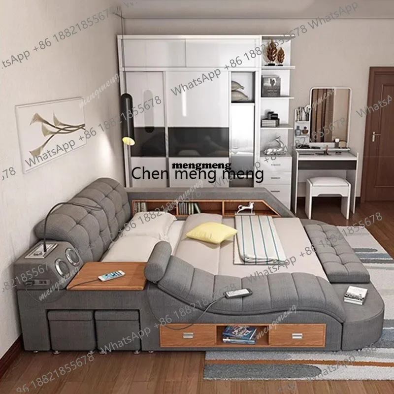 Queen Luxury Bed Electronic Japanese Tatami Upholstery Bed Nightstands King Size Muebles Para El Hogar Bedroom FurnitureX