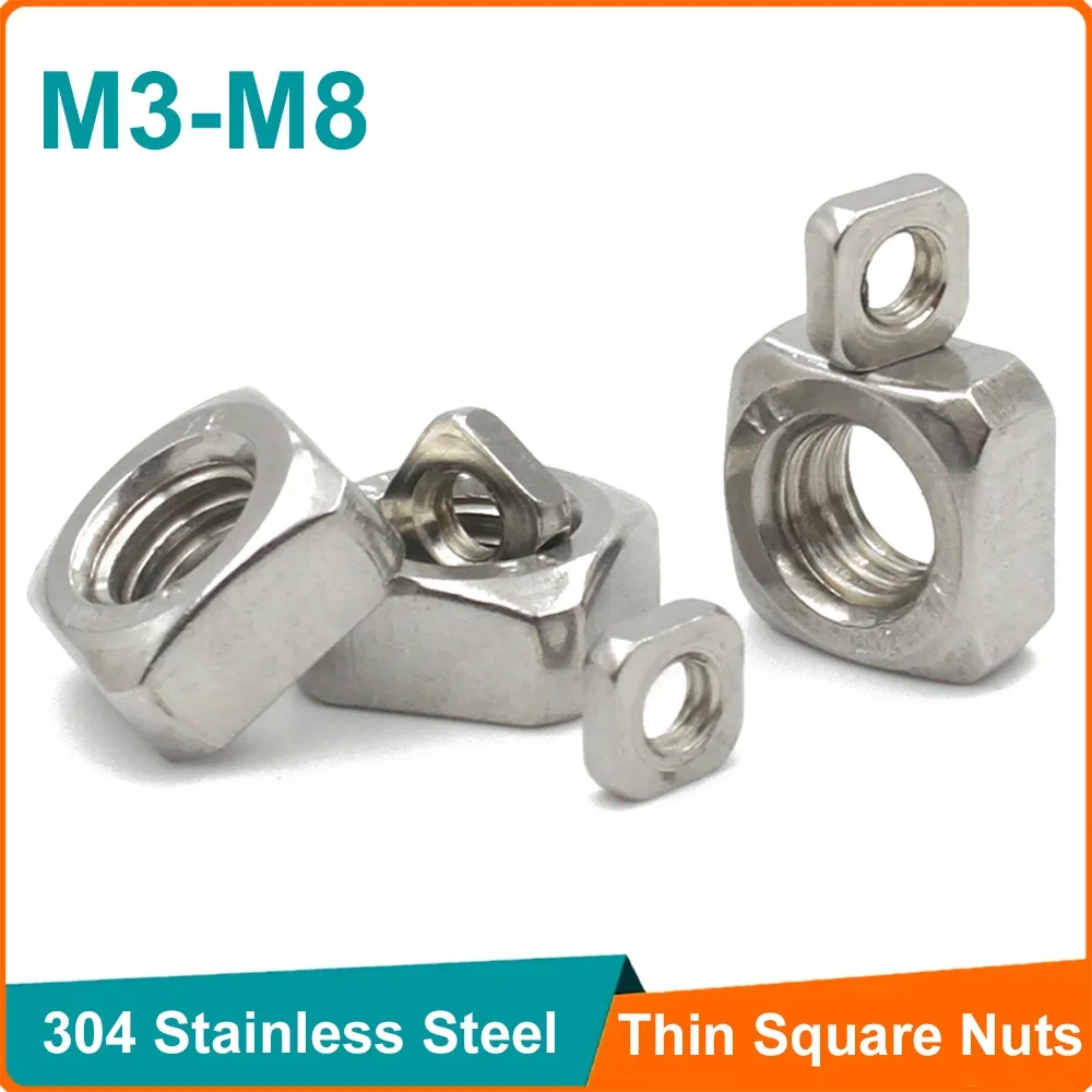 20/50pcs 304 Stainless Steel Square Nut Locking Nuts Threaded M3 M4 M5 M6 M8