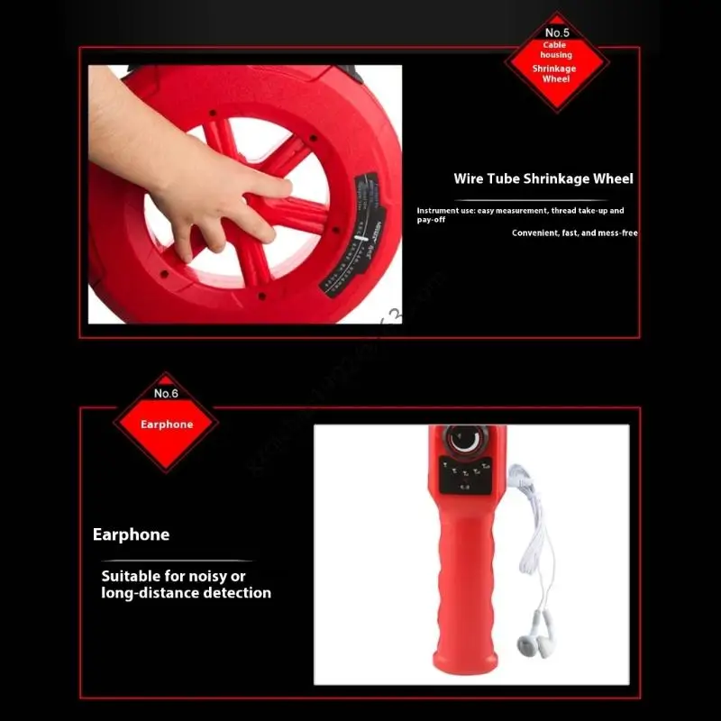 X7AB كاشف الأنابيب عالي الدقة مقاوم للماء مسبار تسد محدد لأنبوب PVC المعدني 20/30/40 متر نطاقات بطارية طويلة #2