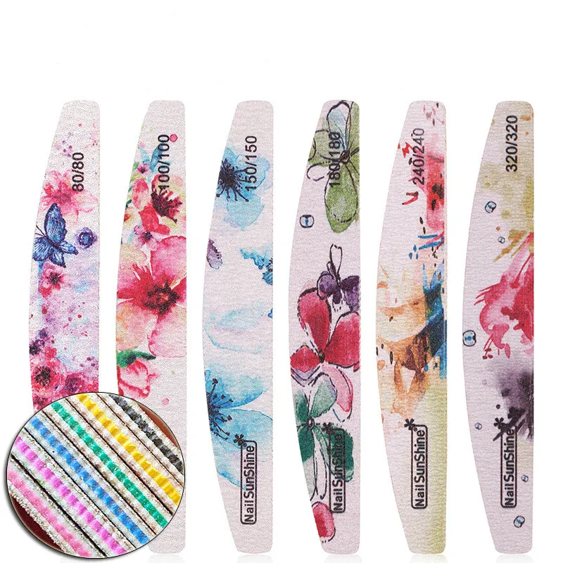 1 lima de uñas mezcla de colores Limas 80/100/150/180/240 herramienta de Arte de uñas papel de lija removedor de cutículas desechable pulidores de uñas lima de uñas
