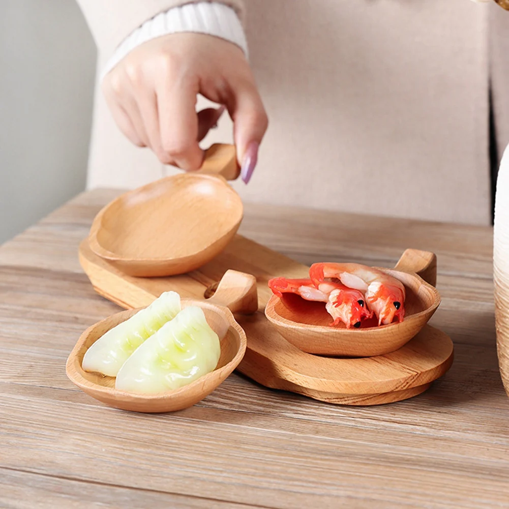CMHI-platos para salsa de inmersión de estilo japonés, platos de madera multiusos con forma de flor de cerezo, platos para condimentos, cuencos para salsa de soja