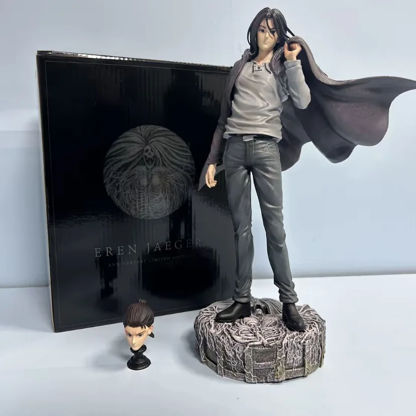 

Anniversary Edition Two-Headed Figurine of Attack on Titan Anime GK Collectible Tabletop Decoration with Soil