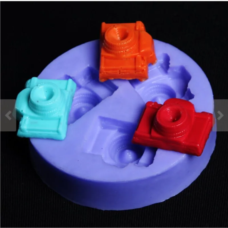 

3-Cavity Camera Shaped Fondant Mold Silicone Resin Soap Candle Tiny Aroma Stone Moulds PRZY 001