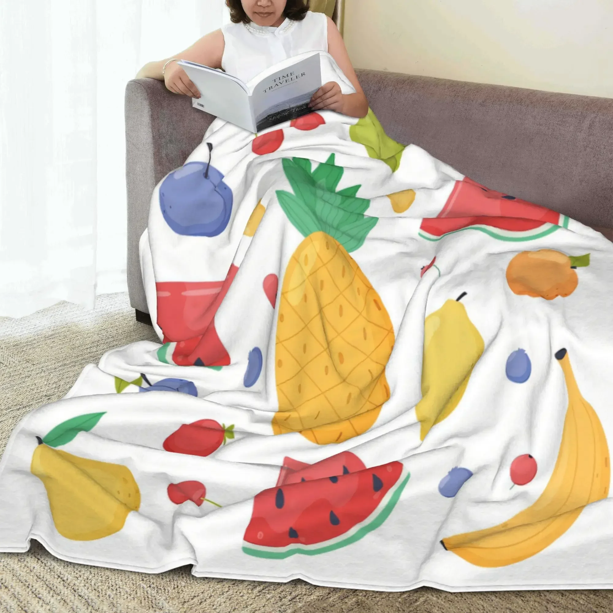 بطانية فواكه من الفلانيل بطانية الربيع والخريف للتخييم والسفر وبطانية سرير أريكة المكتب #3