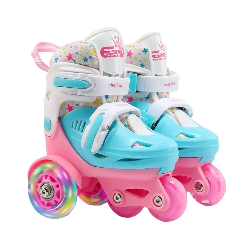 Verstellbare Rollschuhe elastische Pu Inline Rollen Räder zweireihige Rollschuhe für Kinder 2-8 Jahre Skates Schuhe