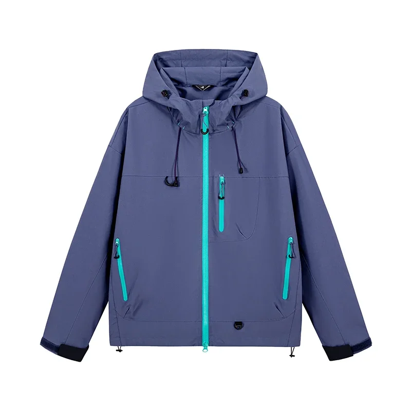 Unisex Couple Style Hooded Outdoor Jacket, Windproof Water Resistant Hiking Coat, Sports Outerwear for Cycling Fishing