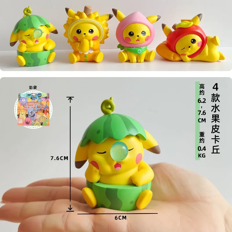 Pokemon di alta qualità Figura Anime Giocattoli Carino Frutta Pikachu Cieco Box Figurine Durian Pikachu Desktop Ornamento Regalo di Festa