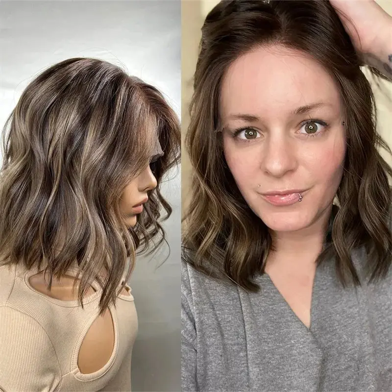 Peruca de cabelo humano para mulher branca e negra ombre loira destaques perucas dianteiras do laço 13x4 onda natural pré arrancadas perucas femininas