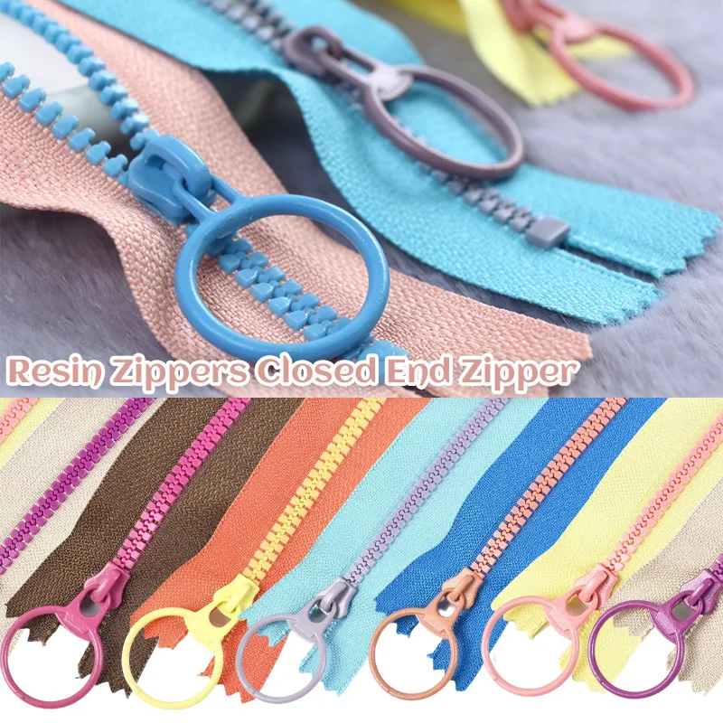 

10Pcs 3# Colored Resin Zippers 15-40cm O Ring Zipper Slider Zips Bag Clothes Decor Closure Zip Repair Kit DIY Sewing Accessories