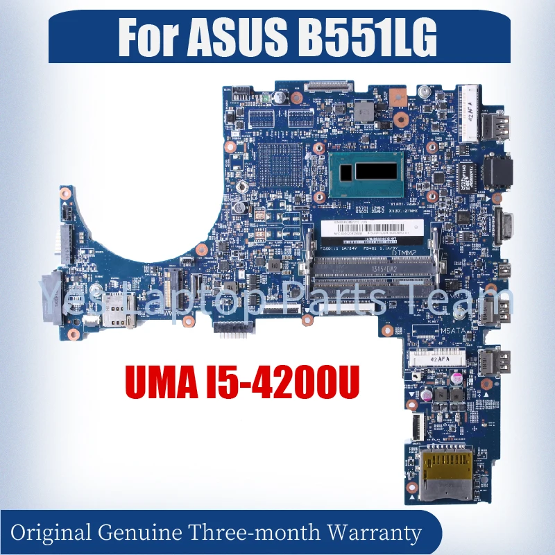 

For ASUS B551LG Laptop Motherboard 13266-1M 60NB03K0-MB1210 SR170 Core I5-4200U UMA DDR3 Notebook Mainboard Tested