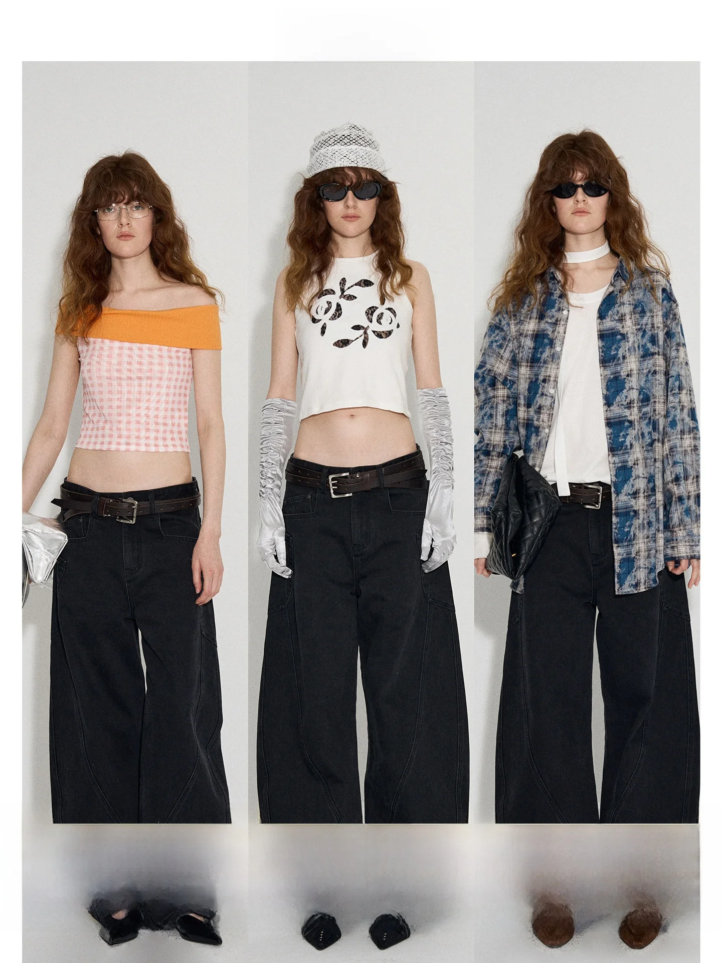 

Heavy Duty CECICCFUR Wild Denim Jeans Vintage Scythe Knife Wide Leg Pants Casual Style Zipper Closure Spring Autumn Wear