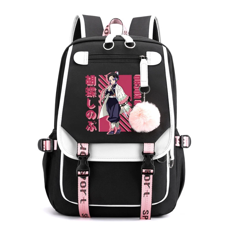 New Anime Kochou Shinobu Backpack Multifunction Backpack Women Men Girl Travel Daily Backpack Teens School Bag Laptop Bag