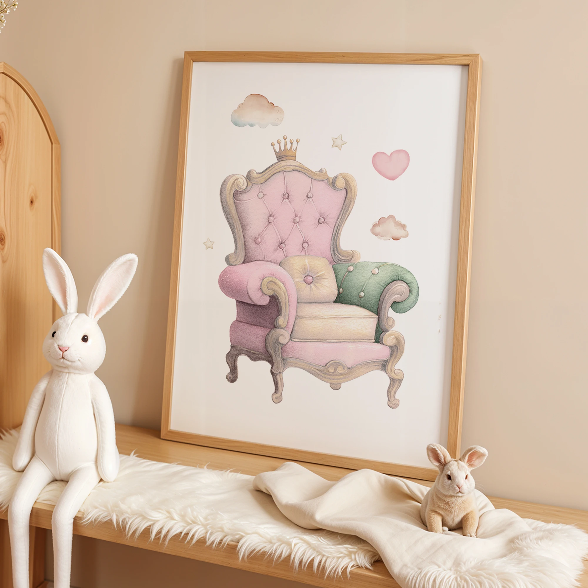 Impresión artística de pared de princesa rosa de dibujos animados con nombre personalizado, cuadro en lienzo, póster, pintura para decoración del hogar y la sala de estar, 3 uds.