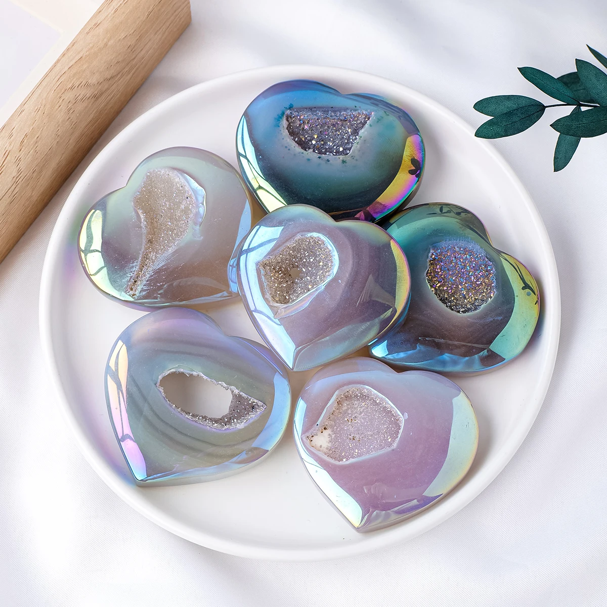 1pc Natural Crystal Aura Agate Crystal Cave Love Palmstone Crystal Cluster Viewing Stone Home Desktop Decorative Ornament