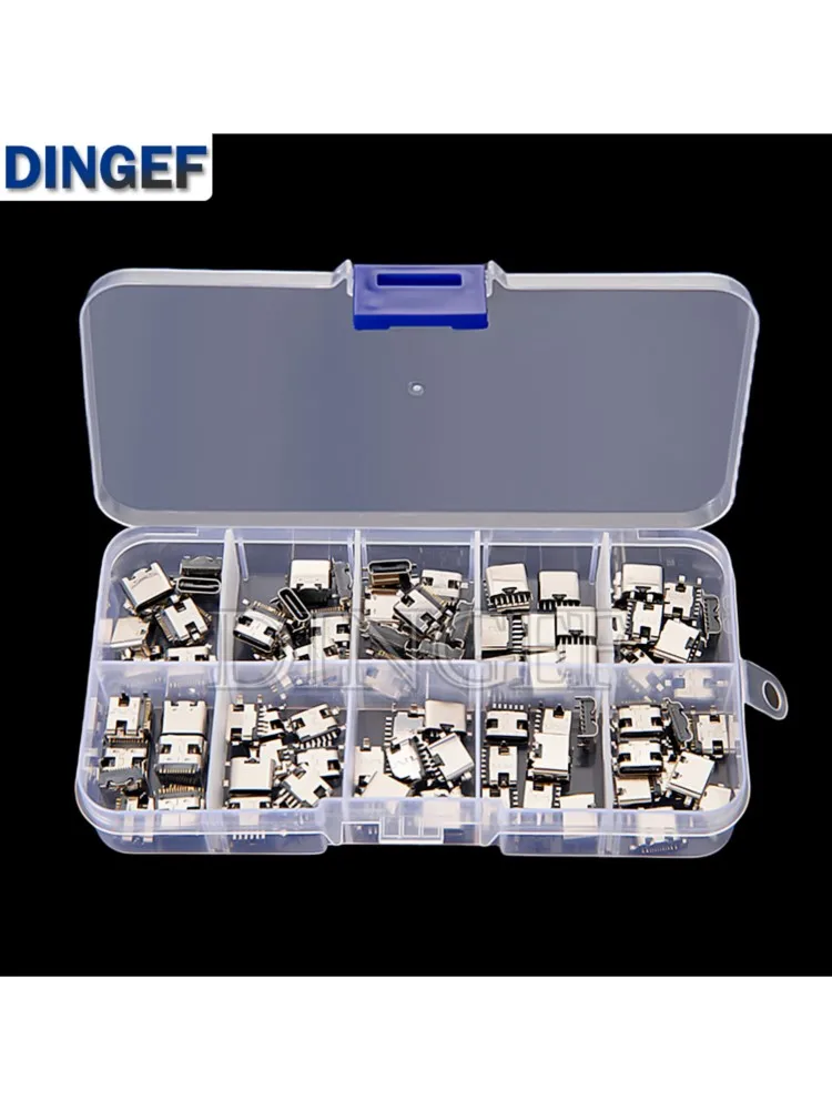 Connecteurs de soudage USB de Type C, 100 pièces, prise USB-C pour téléphone portable, PCB, Kits de réparation de bricolage