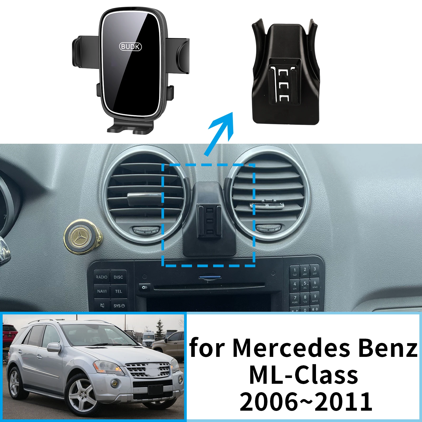 

Accessories Car Mobile Phone Holder for Mercedes Benz ML M W164 ML350 2006~2011 AMG 360 GPS Bracket Navigation Stand Auto