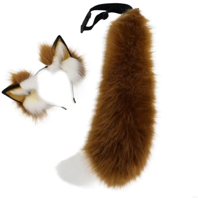 Handgemaakte pluche vossen oren hoofdbanden namaakbont staart voor Halloween cosplay feestkostuums accessoires voor kinderen en