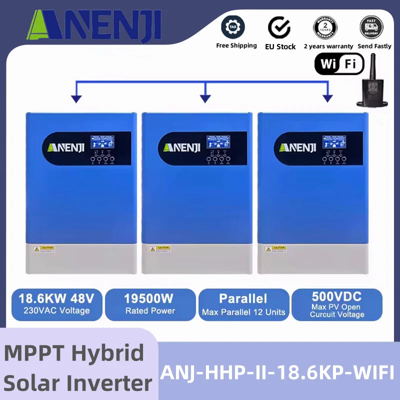 18.6KW Hybrid Solar Inverter Parallel 3 Phase 60 to 500VDC High PV Charger 380v Grid Tie MPPT Inverter Work Without Battery