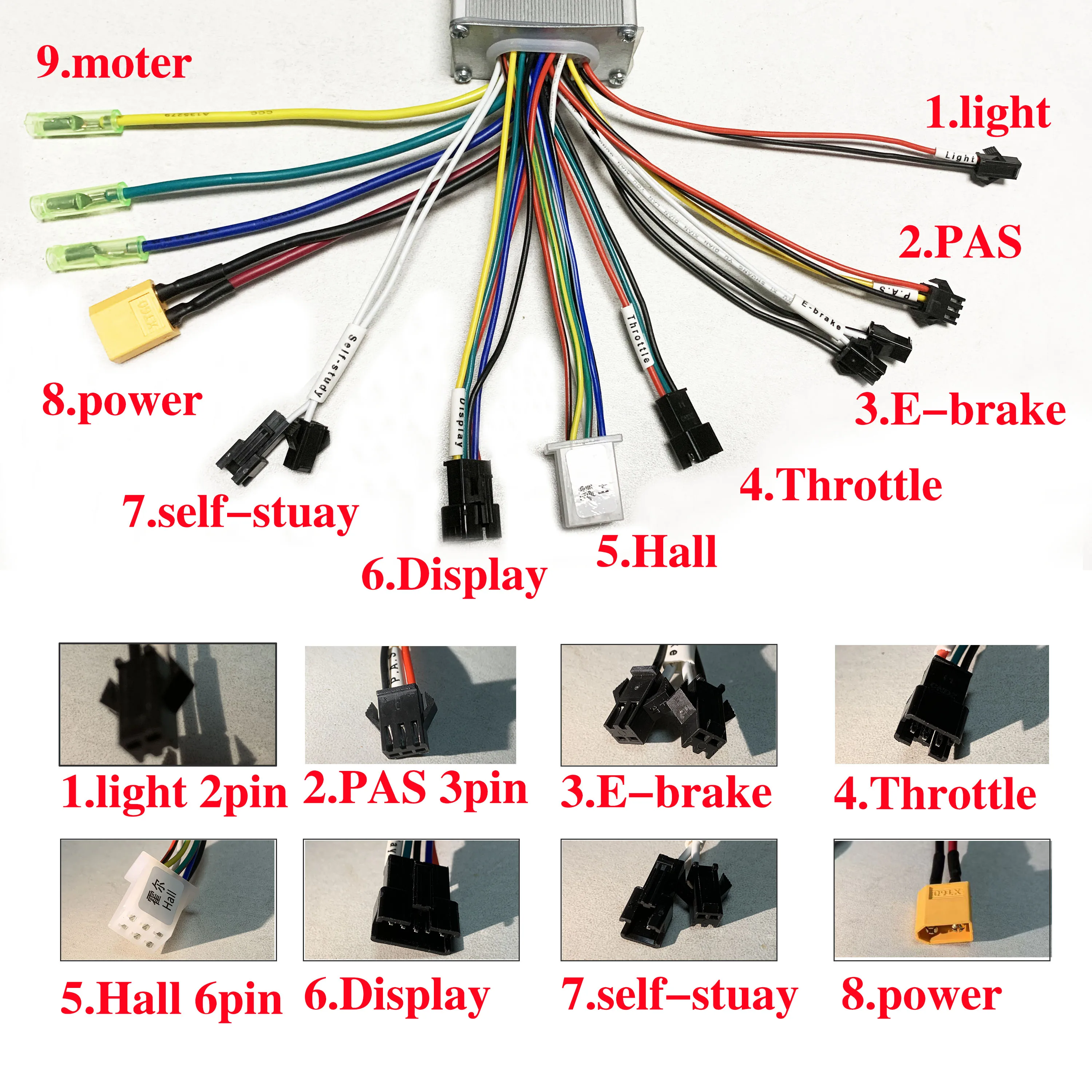24V/36V/48V 3 Mode Sine Wave Brushless Motor Controller 350W 20A-25A For S866 V889 S966 No. 2 Protocol LCD Meter E-Bike Scooter