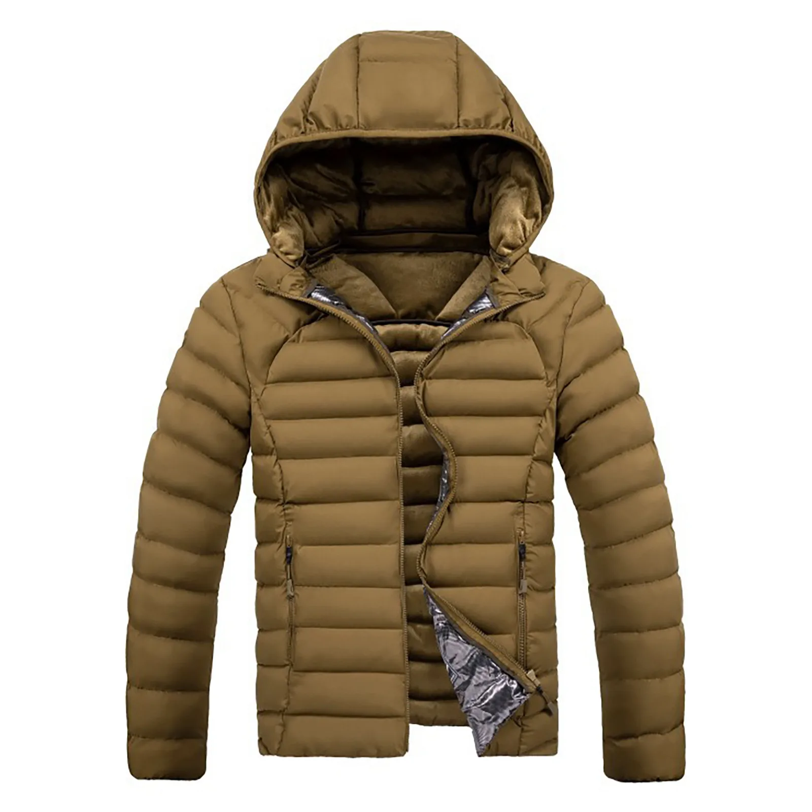 Men's Fall/winter Casual Zipper Pocket Cotton Warm Soft Hooded Jacket Coat Top Men Heavy Winter Coats Male Hooded Coats